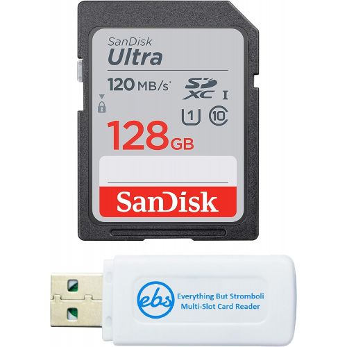 샌디스크 SanDisk Ultra SDXC 12GB SD Card for Nikon Compact Camera Works with P950, W150, B600, A1000 Class 10 (SDSDUN4-128G-GN6IN) Bundle with (1) Everything But Stromboli SD & Micro Memory