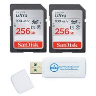 SanDisk 256GB SDXC SD Ultra Memory Card (Two Pack) Works with Canon EOS Rebel T7, Rebel T6, 77D Digital Camera Class 10 (SDSDUNR-256G-GN6IN) Bundle with (1) Everything But Strombol