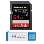 SanDisk Extreme Pro 64GB UHS-II SD Card Works with Nikon Z5, Z50, D780 Mirrorless Camera 300MB/s 4K Class 10 (SDSDXPK-064G-GN4IN) Bundle with (1) Everything But Stromboli 3.0 SDXC