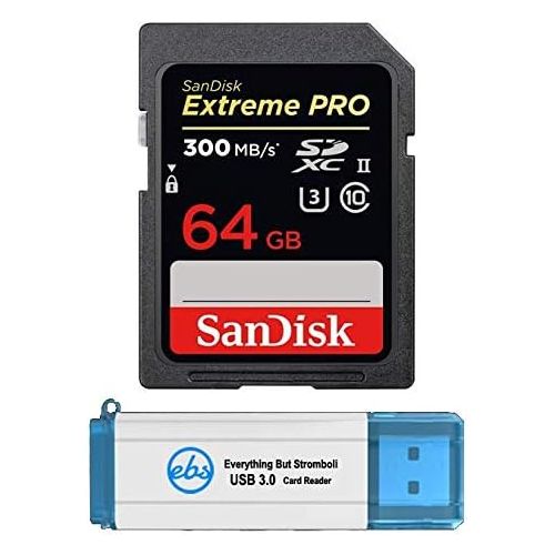 샌디스크 SanDisk Extreme Pro 64GB UHS-II SD Card Works with Nikon Z5, Z50, D780 Mirrorless Camera 300MB/s 4K Class 10 (SDSDXPK-064G-GN4IN) Bundle with (1) Everything But Stromboli 3.0 SDXC