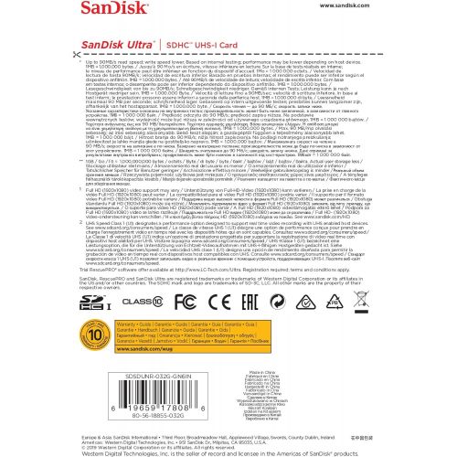 샌디스크 SanDisk 32GB Ultra SDHC UHS-I Memory Card - 90MB/s, C10, U1, Full HD, SD Card - SDSDUNR-032G-GN6IN