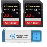 SanDisk 32GB SDHC SD Extreme Pro Memory Card (Two Pack) Works with Nikon D3500, D7500, D5600 Digital DSLR Camera 4K V30 U3 (SDSDXXG-032G-GN4IN) Bundle with (1) Everything But Strom