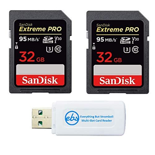 샌디스크 SanDisk 32GB (Two Pack) Extreme Pro Memory Card works with Nikon D3400, D3300, D750, D5500, D5300, D500, AW130, W100, L840 Digital DSLR Camera SDHC 4K V30 UHS-I with Everything But