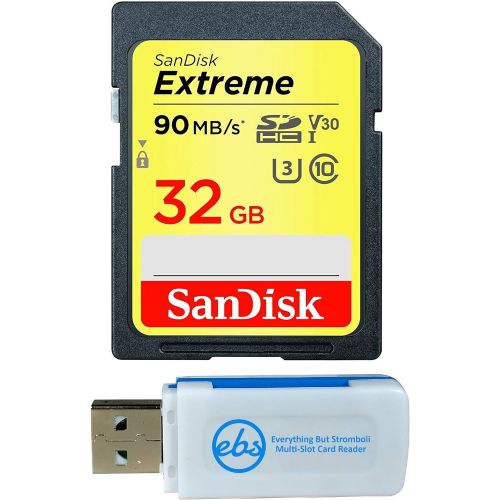 샌디스크 SanDisk 32GB Extreme Memory Card works with Panasonic Lumix ZS50, FZ80, DMC-LX10K, G7, DMC-TS30A,DC-ZS70S, GX85, DMC-FZ70 Digital DSLR Camera SDHC 4K V30 UHS-I with Everything But