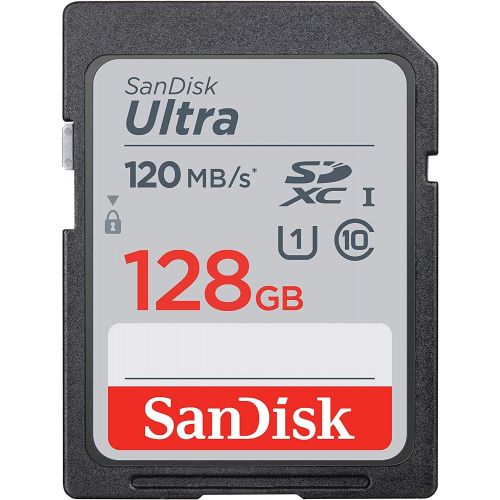 샌디스크 SanDisk SDXC Ultra 128GB Memory Card for Camera Panasonic Lumix Works with G7, GX85, GX80, GX7 Mark II, DC-G100, DC-G110 (SDSDUN4-128G-GN6IN) Bundle with (1) Everything But Strombo