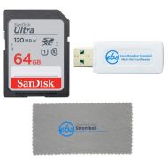 SanDisk 64GB SD Ultra Memory Card Works with Panasonic Lumix Digital Cameras (SDSDUN4-064G-GN6IN) Bundle with (1) Everything But Stromboli Card Reader & Micro Fiber Cloth