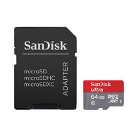 SanDisk Ultra 64GB microSDXC UHS-I Card with Adapter, Grey/Red, Standard Packaging (SDSQUNC-064G-GN6MA)