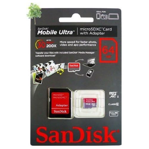 샌디스크 Professional Ultra 64GB MicroSDXC GoPro Hero 3+ SanDisk card is custom formatted for high speed lossless recording! Includes Standard SD Adapter. (UHS-1 Class 10 Certified 80MB/sec