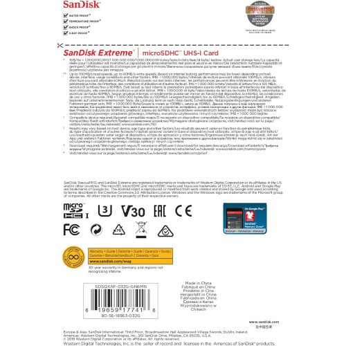 샌디스크 32GB SanDisk Extreme MicroSD Memory Card Bundle with SanDisk Adapter and MicroSD Reader for GoPro Cameras, Drones, and Smartphones