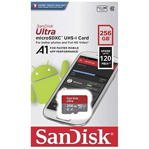 샌디스크 SanDisk 256GB Micro SDXC Ultra Memory Card Class 10 (SDSQUA4-256G-GN6MN) Works with Samsung Galaxy A10e, A10s, A30s, A50s, A90 5G Phone Bundle with 1 Everything But Stromboli Micro