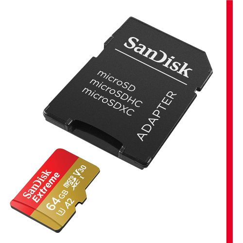 샌디스크 SanDisk 64GB Extreme microSDXC UHS-I Memory Card with Adapter - Up to 160MB/s, C10, U3, V30, 4K, A2, Micro SD - SDSQXA2-064G-GN6MA