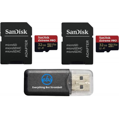 샌디스크 SanDisk 32GB Micro SDHC Extreme Pro Memory Card 2 Pack Works with GoPro Hero 8 Black, Max 360 Action Cam U3 V30 4K A1 Class 10 (SDSQXCG-032G-GN6MA) Bundle with 1 Everything But Str