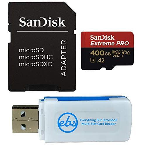 샌디스크 SanDisk 400GB Micro SDXC Extreme Pro Memory Card Works with GoPro Hero 7 Black, Silver, Hero7 White UHS-I A2 (SDSQXCZ-400G-GN6MA) Bundle with (1) Everything But Stromboli Multi-Slo