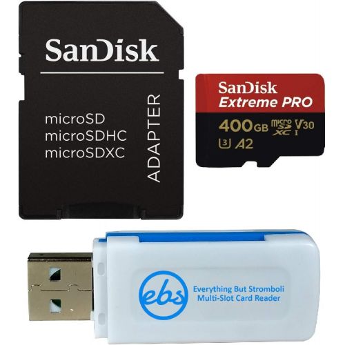 샌디스크 SanDisk 400GB Micro SDXC Extreme Pro Memory Card Works with GoPro Hero 7 Black, Silver, Hero7 White UHS-I A2 (SDSQXCZ-400G-GN6MA) Bundle with (1) Everything But Stromboli Multi-Slo