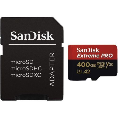 샌디스크 SanDisk 400GB Micro SDXC Extreme Pro Memory Card Works with GoPro Hero 7 Black, Silver, Hero7 White UHS-I A2 (SDSQXCZ-400G-GN6MA) Bundle with (1) Everything But Stromboli Multi-Slo