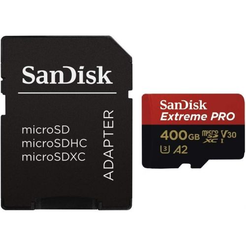 샌디스크 SanDisk 400GB Micro SDXC Extreme Pro Memory Card (2 Pack) Works with GoPro Hero 8 Black, Max 360 Cam U3 V30 4K Class 10 (SDSDQXCZ-400G-GN6MA) Bundle with (1) Everything But Strombo