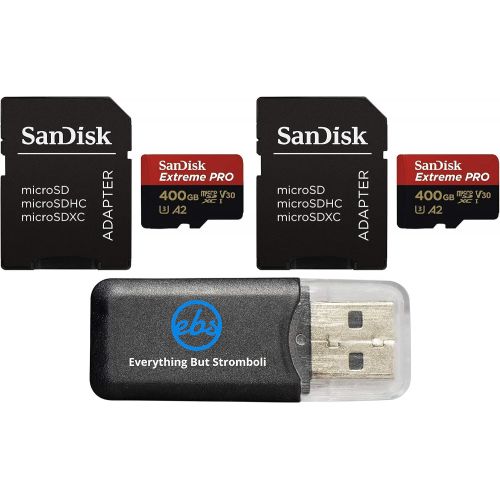 샌디스크 SanDisk 400GB Micro SDXC Extreme Pro Memory Card (2 Pack) Works with GoPro Hero 8 Black, Max 360 Cam U3 V30 4K Class 10 (SDSDQXCZ-400G-GN6MA) Bundle with (1) Everything But Strombo