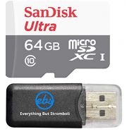 Sandisk Micro SDXC Ultra MicroSD TF Flash Memory Card 64GB 64G Class 10 works with GoPro Hero 5 / Hero5 Session Go Pro w/ Everything But Stromboli Memory Card Reader