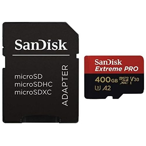 샌디스크 SanDisk 400GB Micro SDXC Memory Card Extreme Pro Works with GoPro Hero 8 Black, Max 360 Action Cam U3 V30 4K Class 10 (SDSDQXCZ-400G-GN6MA) Bundle with 1 Everything But Stromboli M