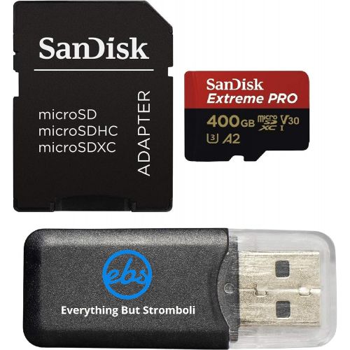 샌디스크 SanDisk 400GB Micro SDXC Memory Card Extreme Pro Works with GoPro Hero 8 Black, Max 360 Action Cam U3 V30 4K Class 10 (SDSDQXCZ-400G-GN6MA) Bundle with 1 Everything But Stromboli M