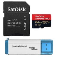 SanDisk 64GB Memory Card Extreme Pro Bundle Works with Gopro Hero 7 Black, Silver, Hero7 White UHS-1 U3 A2 Micro SDXC with Everything But Stromboli 3.0 Micro/SD Card Reader