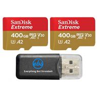 SanDisk Extreme (UHS-1 U3 / V30) A2 400GB MicroSD (2 Pack) Memory Card for GoPro Hero 9 Black Action Cam Hero9 SDXC (SDSQXA1-400G-GN6MN) Bundle with (1) Everything But Stromboli Mi