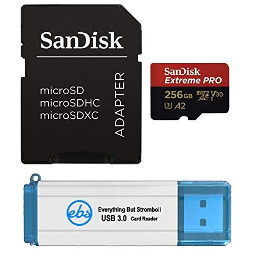 샌디스크 SanDisk 256GB MicroSDXC Memory Card Extreme Pro Works with GoPro Hero8 Black, Max 360 Action Cam U3 V30 4K Class 10 (SDSQXCZ-256G-GN6MA) Bundle with 1 Everything But Stromboli 3.0