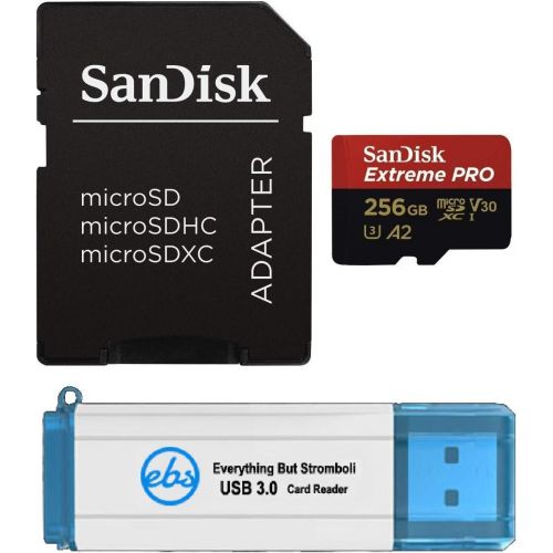 샌디스크 SanDisk 256GB MicroSDXC Memory Card Extreme Pro Works with GoPro Hero8 Black, Max 360 Action Cam U3 V30 4K Class 10 (SDSQXCZ-256G-GN6MA) Bundle with 1 Everything But Stromboli 3.0