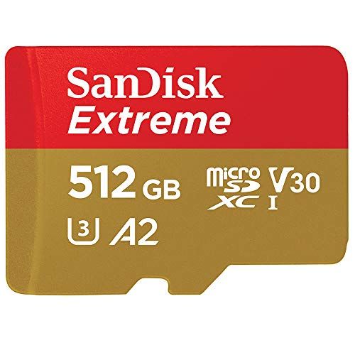 샌디스크 SanDisk 512GB Extreme microSDXC UHS-I Memory Card with Adapter - Up to 160MB/s, C10, U3, V30, 4K, A2, Micro SD - SDSQXA1-512G-GN6MA