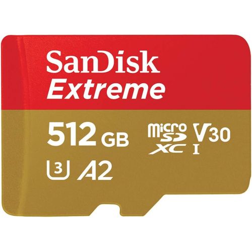 샌디스크 SanDisk 512GB Extreme microSDXC UHS-I Memory Card with Adapter - Up to 160MB/s, C10, U3, V30, 4K, A2, Micro SD - SDSQXA1-512G-GN6MA