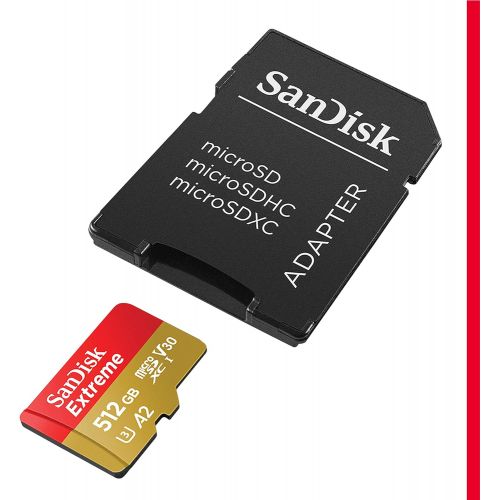 샌디스크 SanDisk 512GB Extreme microSDXC UHS-I Memory Card with Adapter - Up to 160MB/s, C10, U3, V30, 4K, A2, Micro SD - SDSQXA1-512G-GN6MA