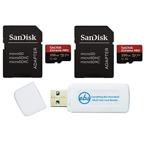 샌디스크 SanDisk Extreme PRO (UHS-1 U3 / V30) A2 256GB MicroSD Memory Card (2 Pack) for GoPro Hero9 Camera (Hero 9 Black) SDSQXCY-256G-GN6MA Bundle with (1) Everything But Stromboli SD & Mi
