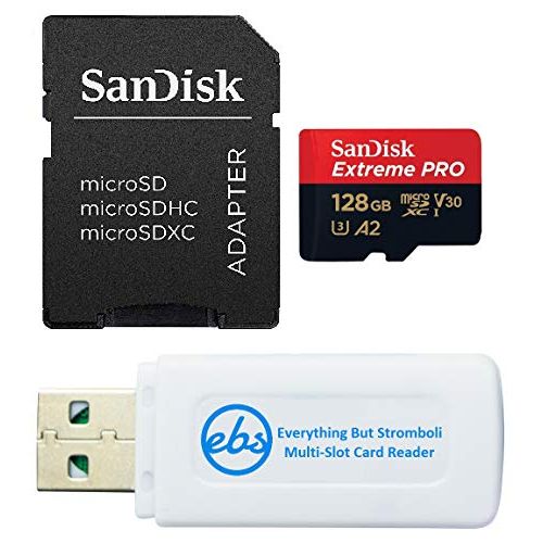 샌디스크 SanDisk Extreme Pro 128GB Micro SD Memory Card for GoPro Hero 9 Black Camera Hero9 UHS-1 U3 / V30 A2 4K Class 10 (SDSQXCY-128G-GN6MA) Bundle with (1) Everything But Stromboli SDXC