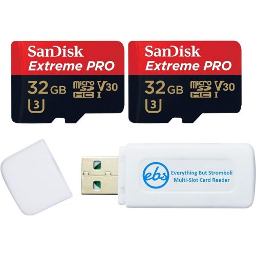 샌디스크 SanDisk Extreme PRO (UHS-1 U3 / V30) A1 32GB MicroSD Memory Card (2 Pack) for GoPro Hero9 Camera (Hero 9 Black) SDSQXCG-032G-GN6MA Bundle with (1) Everything But Stromboli SD & Mic