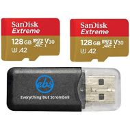 SanDisk 128GB Micro SDXC Extreme Memory Card 2 Pack Works with GoPro Hero 8 Black, GoPro Max 360 Action Cam U3 V30 4K Class 10 (SDSQXA1-128G-GN6MN) Bundle with 1 Everything But Str