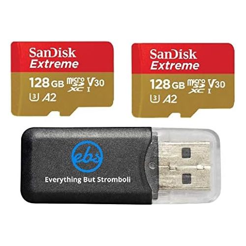 샌디스크 SanDisk 128GB Micro SDXC Extreme Memory Card 2 Pack Works with GoPro Hero 8 Black, GoPro Max 360 Action Cam U3 V30 4K Class 10 (SDSQXA1-128G-GN6MN) Bundle with 1 Everything But Str
