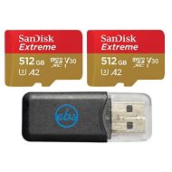 SanDisk Extreme (UHS-1 U3 / V30) A2 512GB MicroSD (2 Pack) Memory Card for GoPro Hero 9 Black Action Cam Hero9 SDXC (SDSQXA1-512G-GN6MN) Bundle with (1) Everything But Stromboli Mi