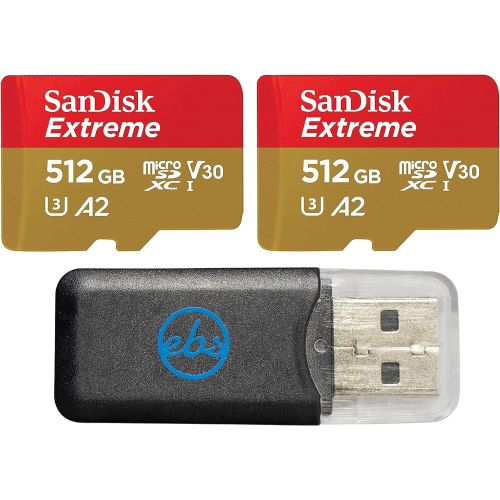 샌디스크 SanDisk Extreme (UHS-1 U3 / V30) A2 512GB MicroSD (2 Pack) Memory Card for GoPro Hero 9 Black Action Cam Hero9 SDXC (SDSQXA1-512G-GN6MN) Bundle with (1) Everything But Stromboli Mi