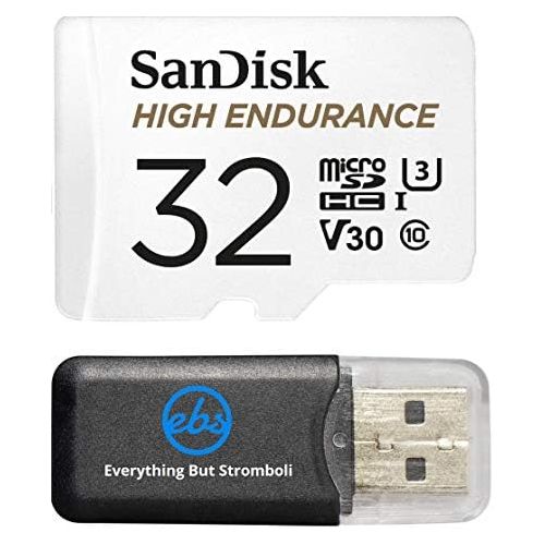 샌디스크 SanDisk 32GB High Endurance Video Monitoring Card (SDSDQQ-032G-G46A) Bundle for Dashcam and Surveillance Video with Adapter with (1) Everything but Stromboli (TM) Card Reader