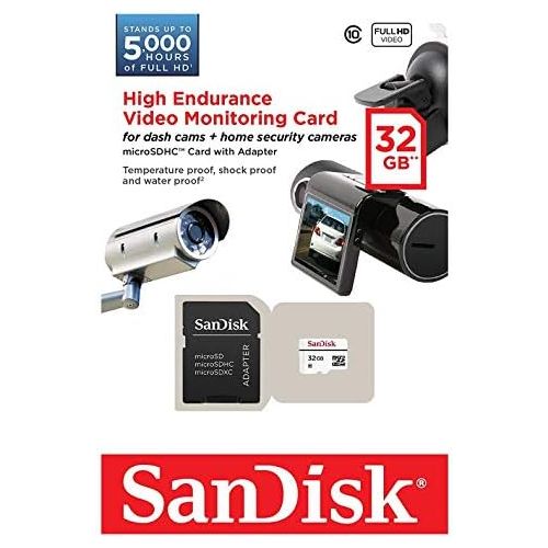 샌디스크 SanDisk 32GB High Endurance Video Monitoring Card (SDSDQQ-032G-G46A) Bundle for Dashcam and Surveillance Video with Adapter with (1) Everything but Stromboli (TM) Card Reader