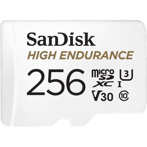 샌디스크 SanDisk 256GB High Endurance Video microSDXC Card with Adapter for Dash Cam and Home Monitoring systems - C10, U3, V30, 4K UHD, Micro SD Card - SDSQQNR-256G-GN6IA