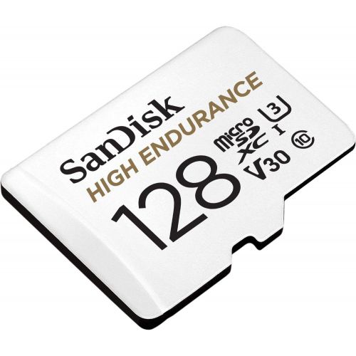 샌디스크 SanDisk 128GB High Endurance Video MicroSDXC Card with Adapter for Dash Cam and Home Monitoring systems - C10, U3, V30, 4K UHD, Micro SD Card - SDSQQNR-128G-GN6IA