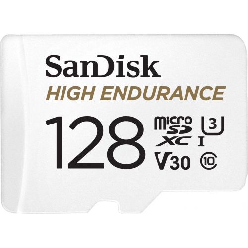 샌디스크 SanDisk 128GB High Endurance Video MicroSDXC Card with Adapter for Dash Cam and Home Monitoring systems - C10, U3, V30, 4K UHD, Micro SD Card - SDSQQNR-128G-GN6IA