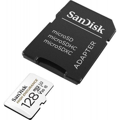 샌디스크 SanDisk 128GB High Endurance Video MicroSDXC Card with Adapter for Dash Cam and Home Monitoring systems - C10, U3, V30, 4K UHD, Micro SD Card - SDSQQNR-128G-GN6IA