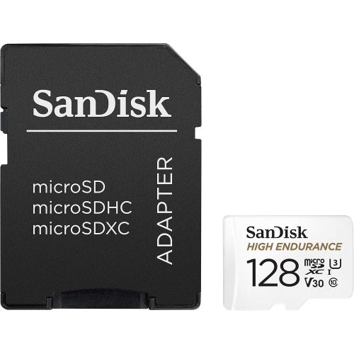 샌디스크 SanDisk 128GB High Endurance Video MicroSDXC Card with Adapter for Dash Cam and Home Monitoring systems - C10, U3, V30, 4K UHD, Micro SD Card - SDSQQNR-128G-GN6IA