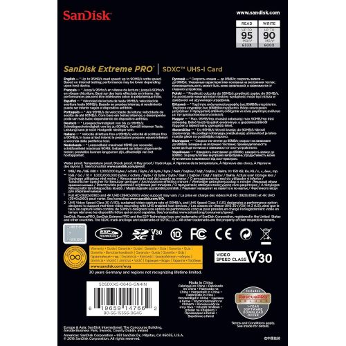샌디스크 SanDisk 64GB Extreme PRO SDXC UHS-I Memory Card (SDSDXXG-064G-GN4IN)