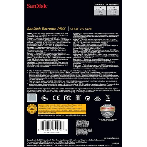 샌디스크 SanDisk 64GB Extreme PRO CFast 2.0 Memory Card - SDCFSP-064G-G46D