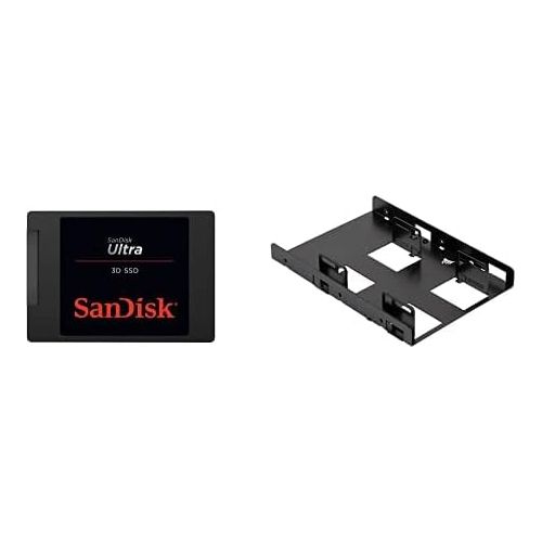 샌디스크 SanDisk Ultra 3D NAND 500GB Internal SSD - SATA III 6 Gb/s, 2.5 Inch /7 mm, Up to 560 MB/s - SDSSDH3-500G-G25 & Corsair Dual SSD Mounting Bracket 3.5 CSSD-BRKT2, Black
