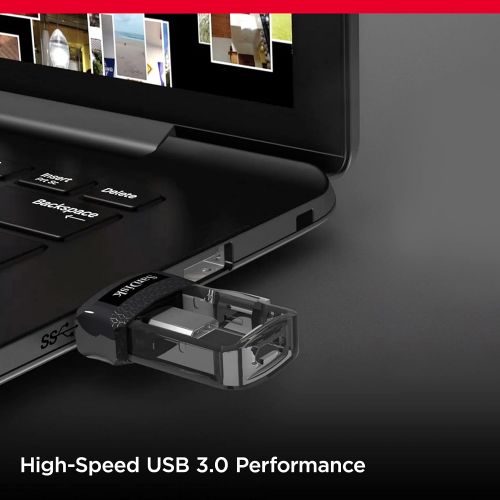 샌디스크 SanDisk 128GB Ultra Dual Drive m3.0 for Android Devices and Computers - microUSB, USB 3.0 - SDDD3-128G-G46, Black