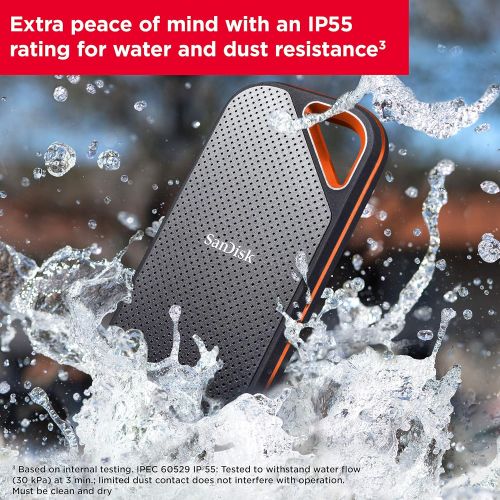 샌디스크 SanDisk 2TB Extreme PRO Portable SSD - Up to 2000MB/s - USB-C, USB 3.2 Gen 2x2 - External Solid State Drive - SDSSDE81-2T00-G25